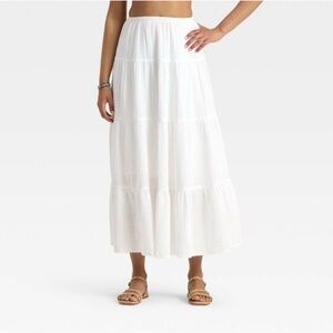 Universal Thread Women’s Crinkle Gauze Maxi Skirt Size Small White